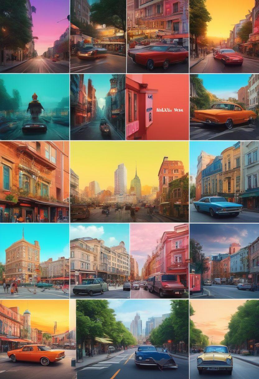 A captivating collage that showcases contrasting scenes from popular web series, blending comedies with dramatic moments. Include vibrant characters expressing joy and laughter juxtaposed against intense emotional expressions, set against a picturesque landscape featuring cityscapes and nature. Add subtle elements like film reels and streaming icons to emphasize the medium. super-realistic. vibrant colors. dynamic composition.